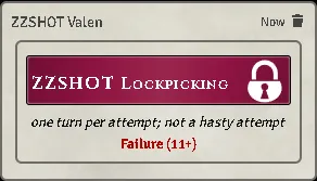 A throw posted on the system’s own card: banner, portrait, condition, verdict.