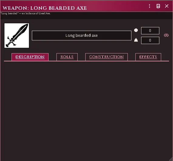 A skinned item’s badge naming its base, with the embellishment set apart.