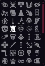 A token’s status palette with the states of a round among the conditions: Defending lit, the tower near the middle, beside Defending with a Shield, Delayed and Casting.